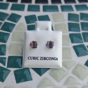 Purple Cubic Zirconia Stud Earrings